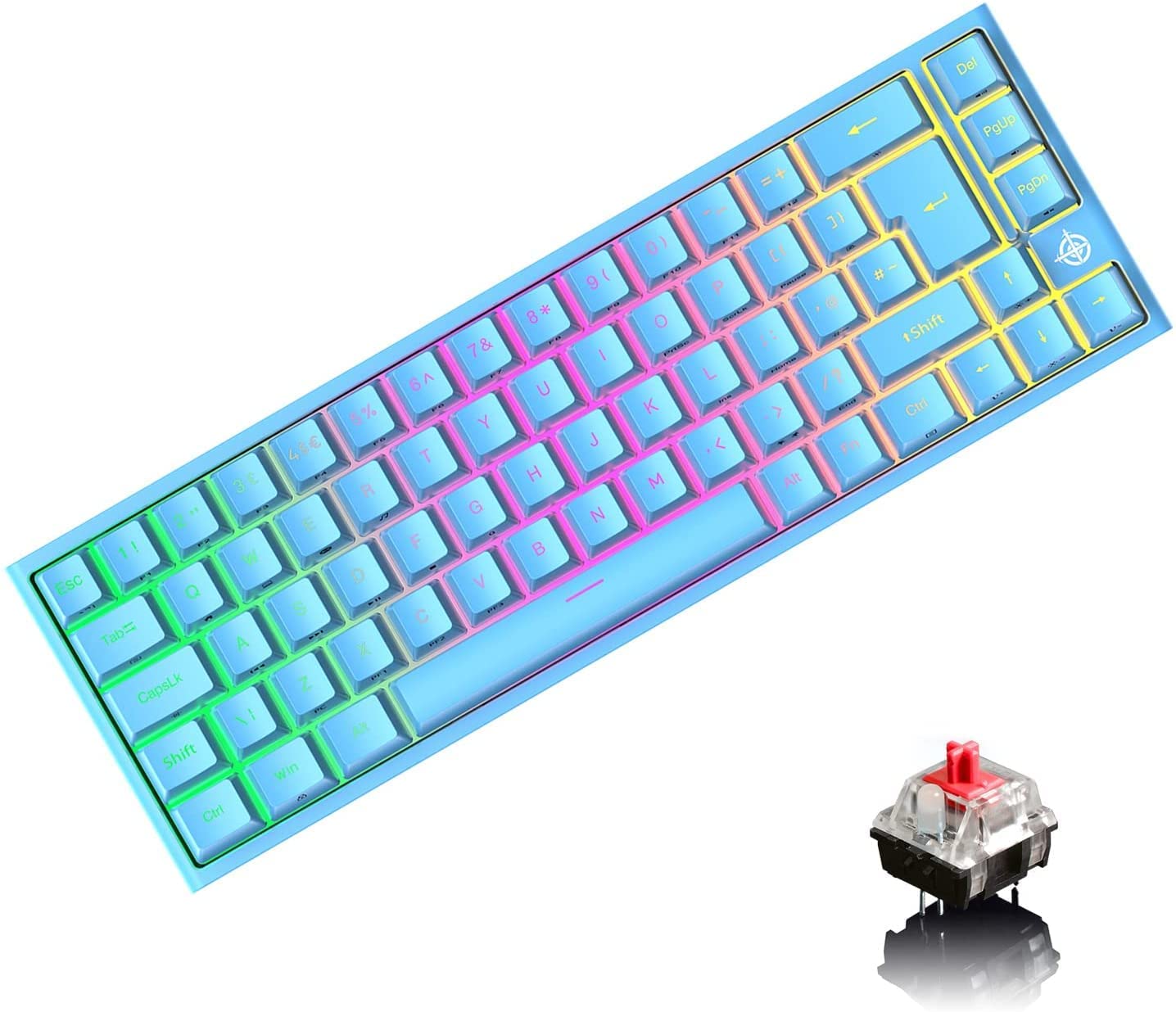 67-Key Mechanical Gaming Keyboard, RGB Backlight, Wired USB, Blue Switch, Red Switch