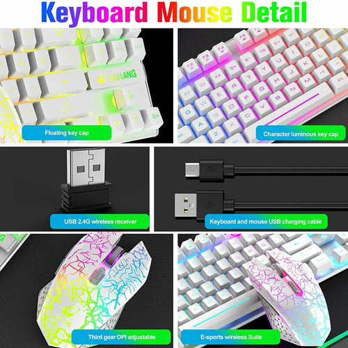 Kwzki Electronics 87 Key Wireless Mechanical Gaming Keyboard and Mouse Combo, RGB, Anti-Ghosting, PS4 Compatible