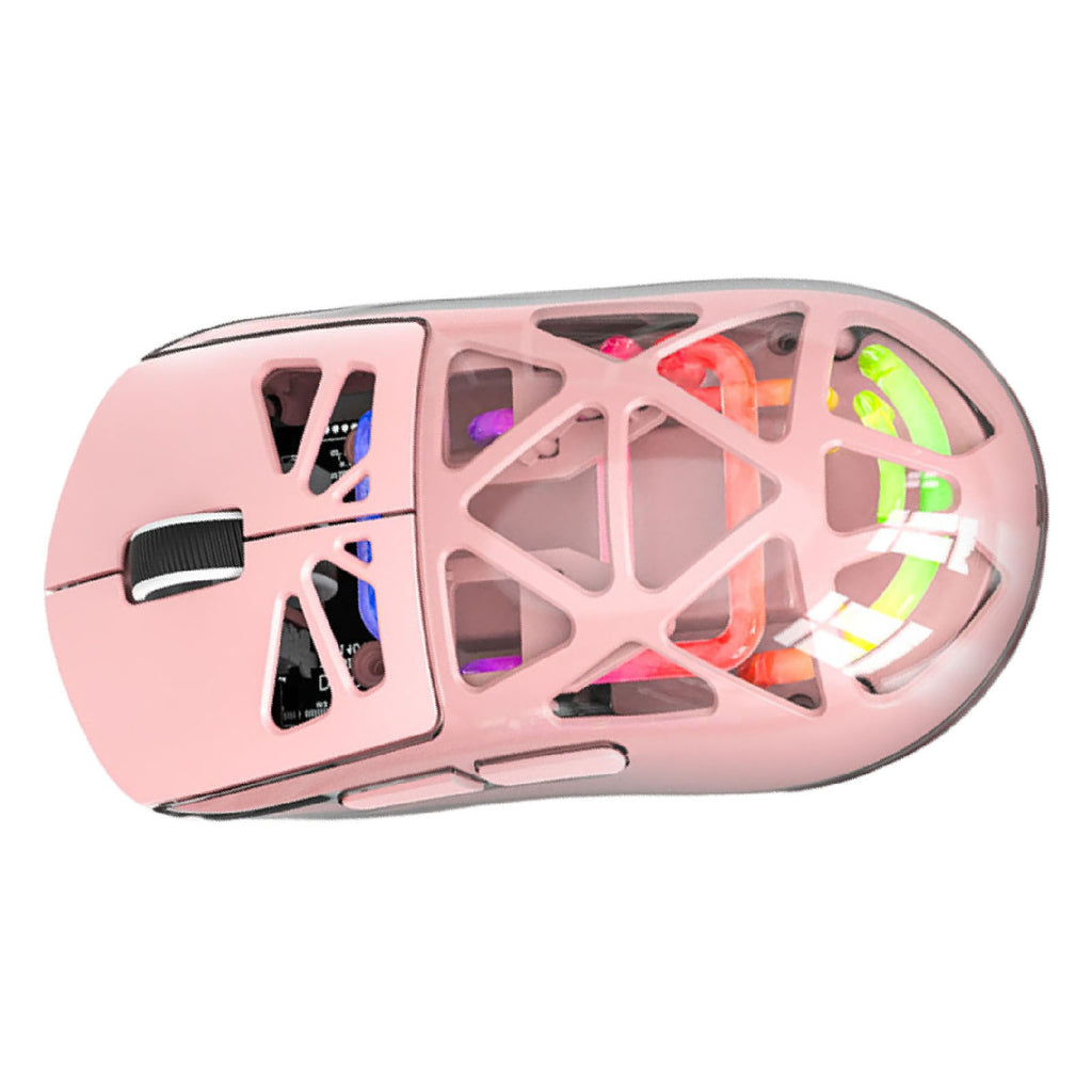 Kwzki Electronics Wireless Gaming Mouse, Lightweight, 3 Mode Connectivity, 4800 DPI, Pink