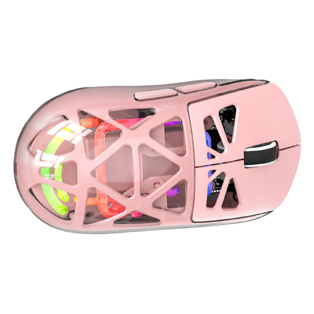 Kwzki Electronics Wireless Gaming Mouse, Lightweight, 3 Mode Connectivity, 4800 DPI, Pink